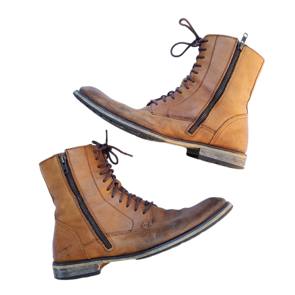 Joes Jeans Leather Laced Zip Boots